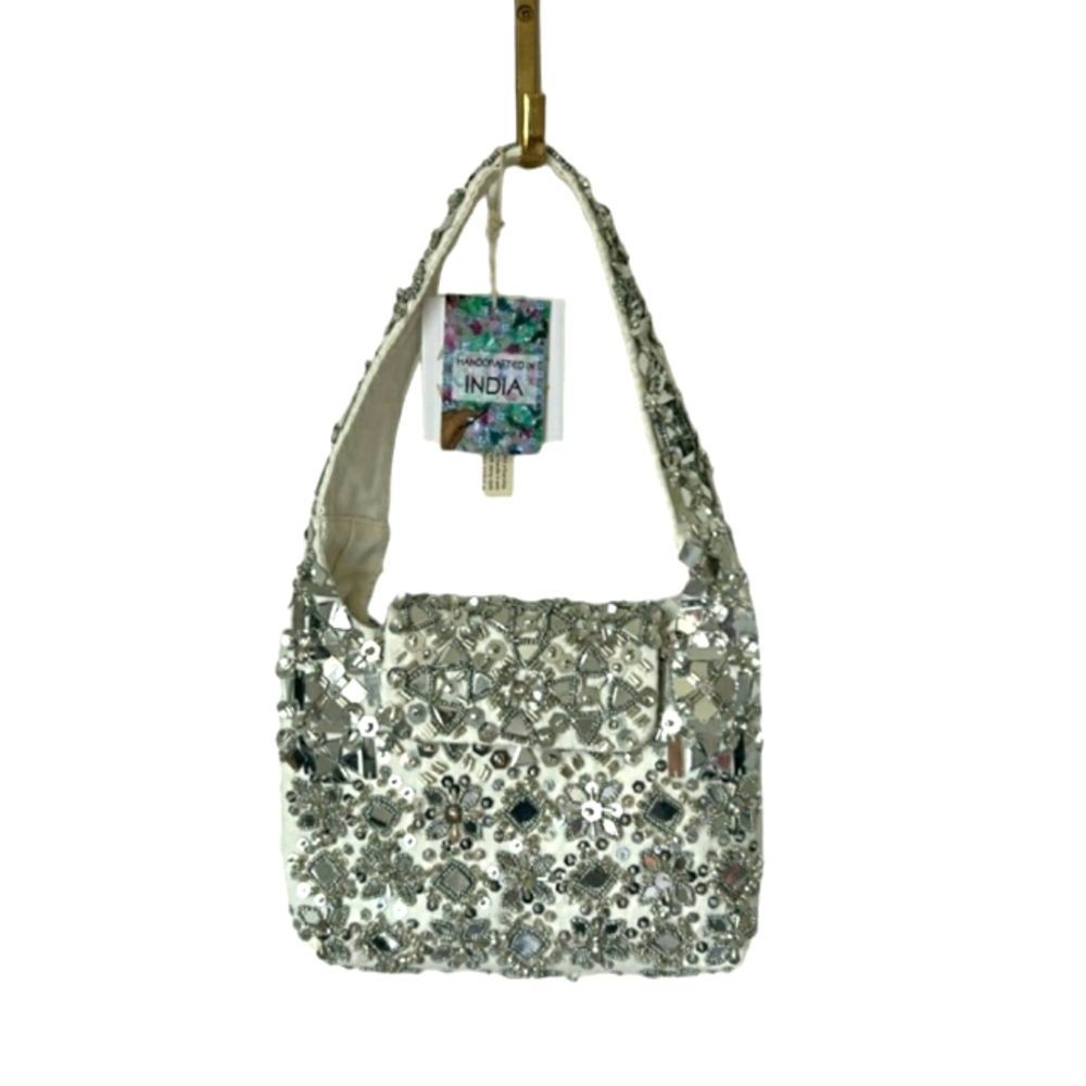 Viral silver beaded purse